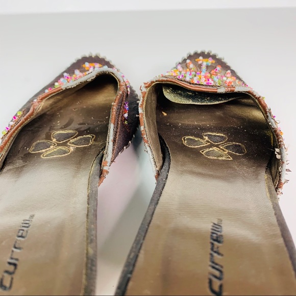 Curfew Mules Heeled Beaded Design Brown size 9 - Picture 5 of 8